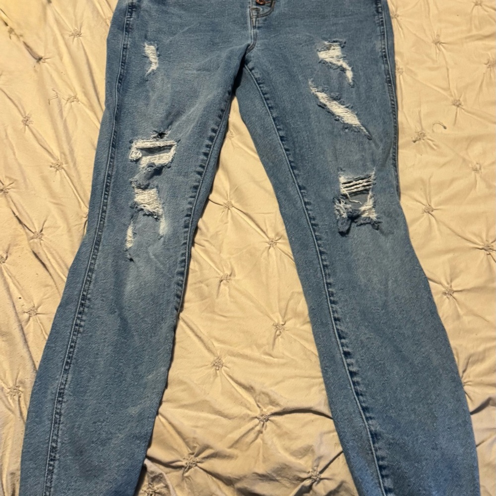 Maurices Light Blue Distressed Skinny Jeans